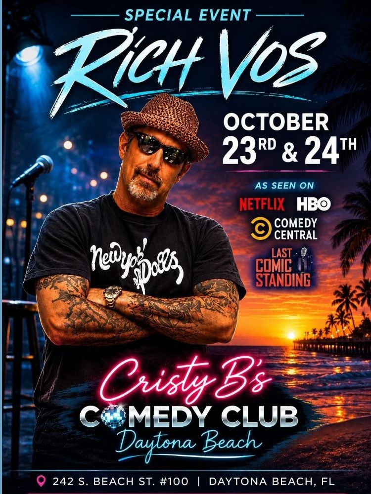Rich Vos live comedy in Daytona Beach at Cristy B's Comedy Club October 23 and 24, 2026